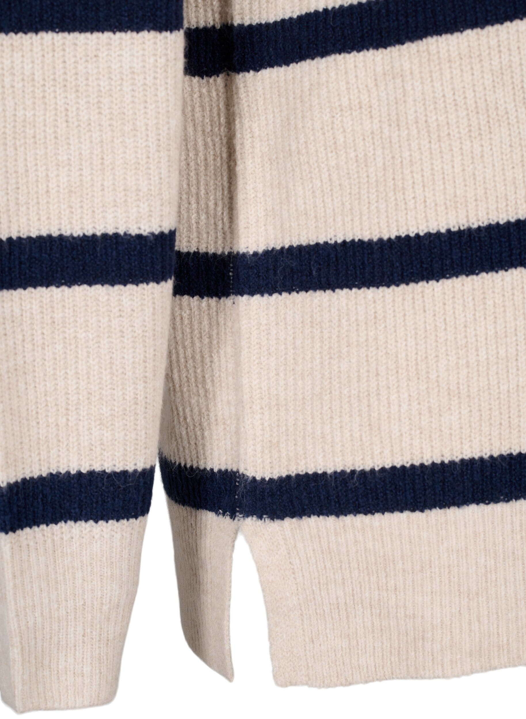 Zizzi Sweter o splocie prazkowanym w paski, P.Stone/Navy.B.Mel., Packshot image number 3
