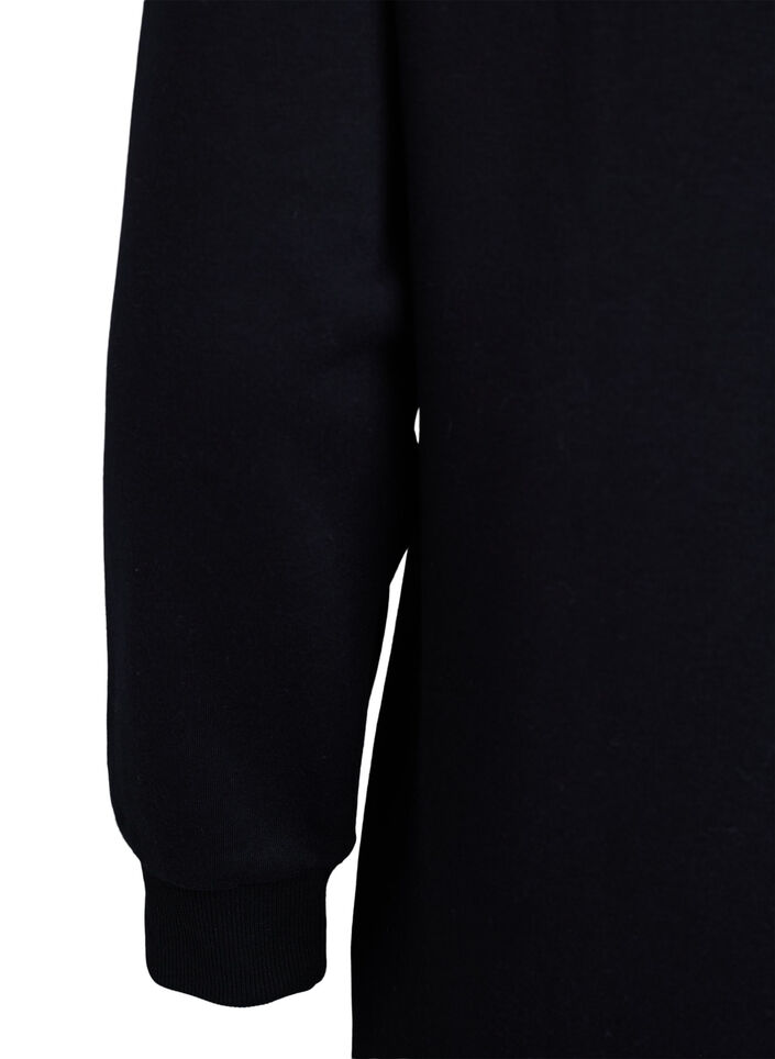 Krótka dresowa sukienka z wysokim dekoltem, Czarne, Packshot image number 3