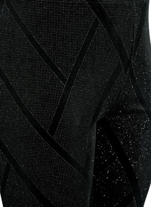 Welurowe legginsy z brokatem i wzorem, Black, Packshot image number 2