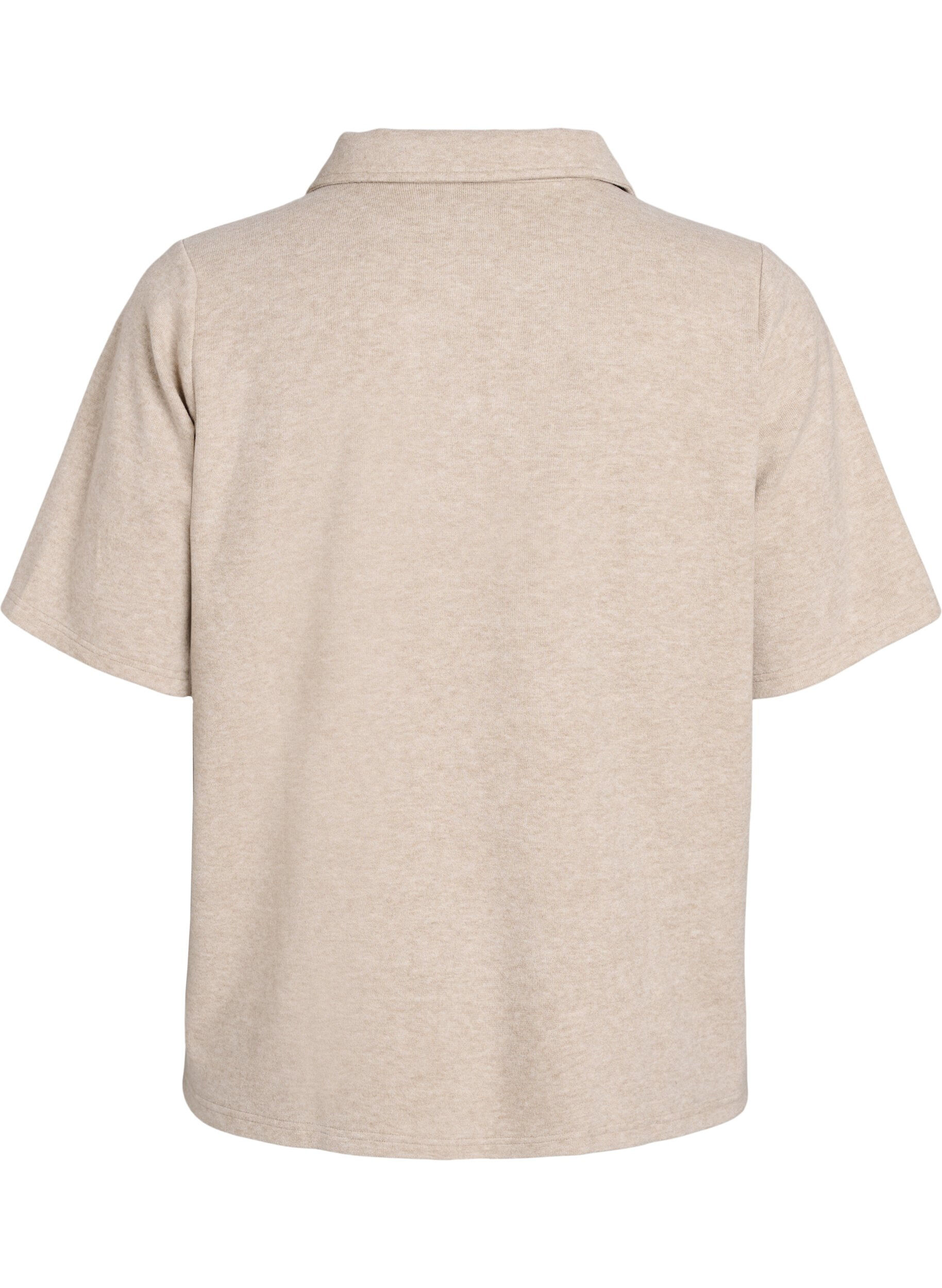 Zizzi Dzersejowa bluzka z kolnierzykiem i kr&oacute;tkim rekawem, Brązowy, Packshot image number 1