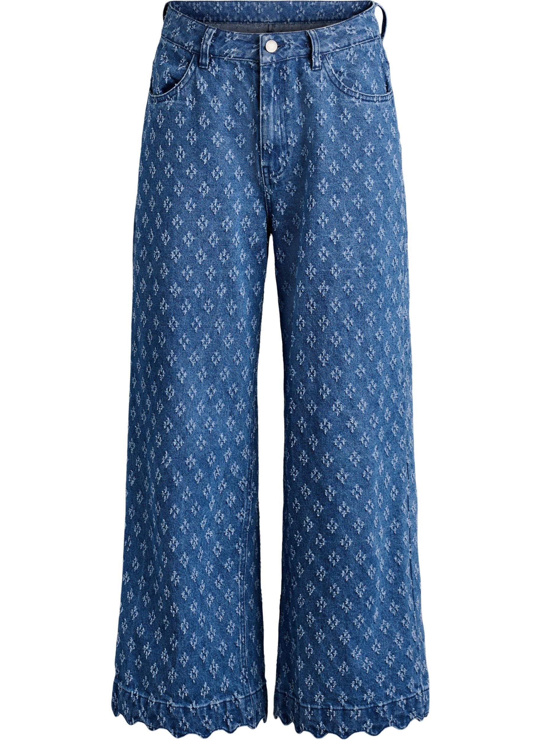 ZizziJeansy Myra o szerokim kroju i zniszczonym wzorze, Niebieskie, Packshot image number 0