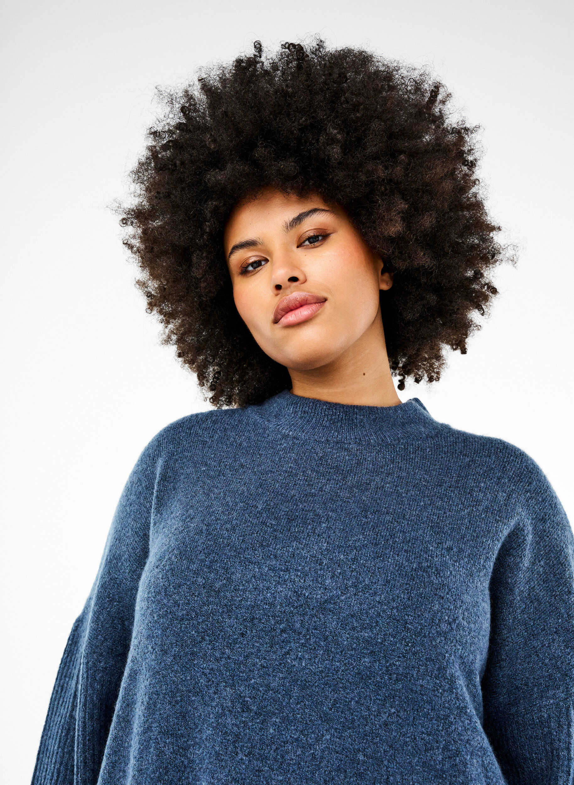 Zizzi Dluga dzianinowa bluzka z dlugimi rekawami, Bering Sea Mel., Image image number 0