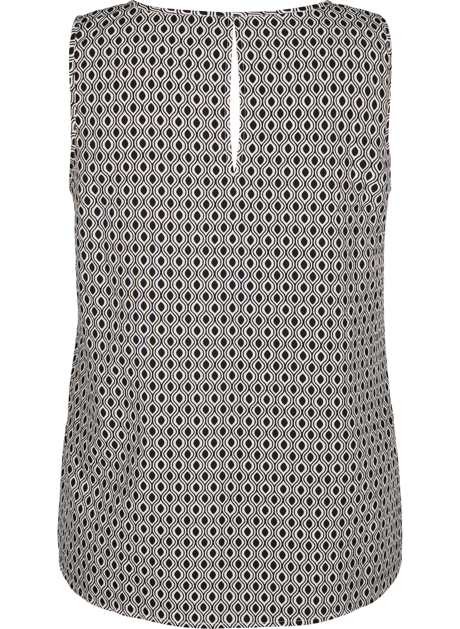 Zizzi FLASH &ndash; top bez rekaw&oacute;w z nadrukiem, Czarne, Packshot image number 1