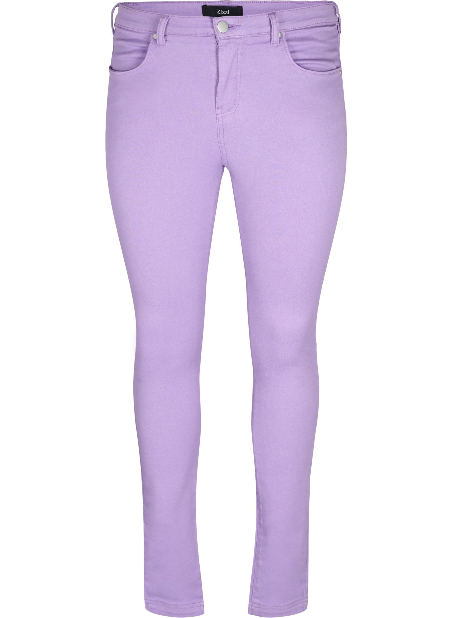 Zizzi High waisted Amy jeans with super slim fit, Chalk Violet, Packshot image number 0