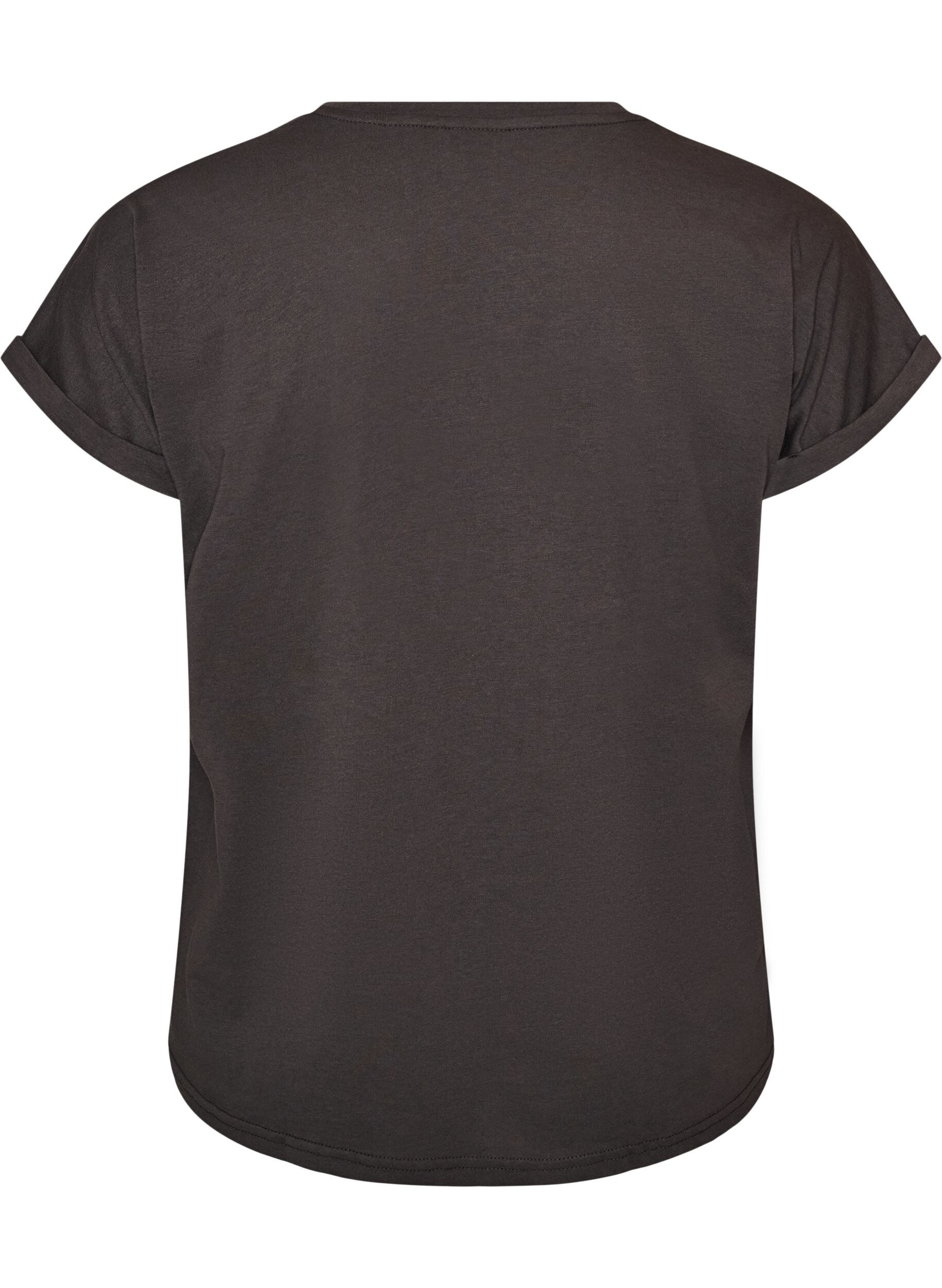 ZizziT-shirt z ozdobnym nadrukiem z przodu, Ciemnoszary, Packshot image number 1