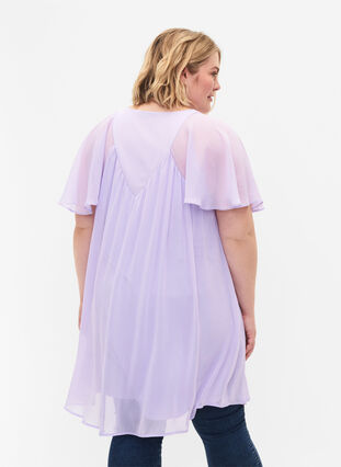 Luzna sukienka z krótkimi rekawami, Purple Heather, Model image number 1