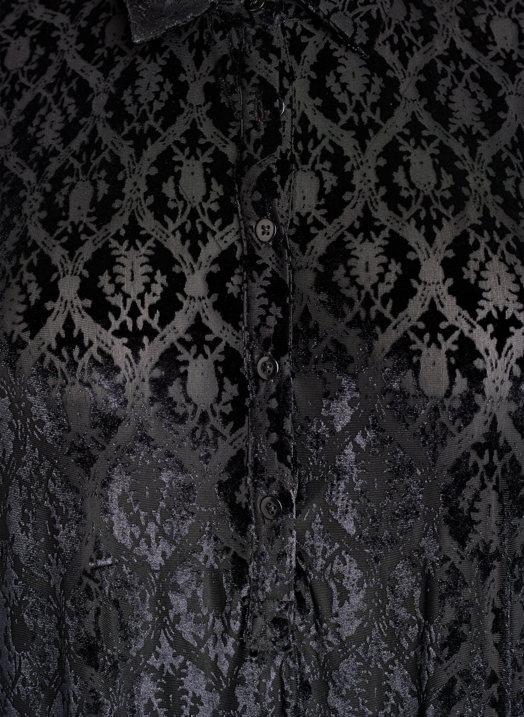 Zizzi Kr&oacute;tka sukienka z welurowym wzorem, Czarne, Packshot image number 2