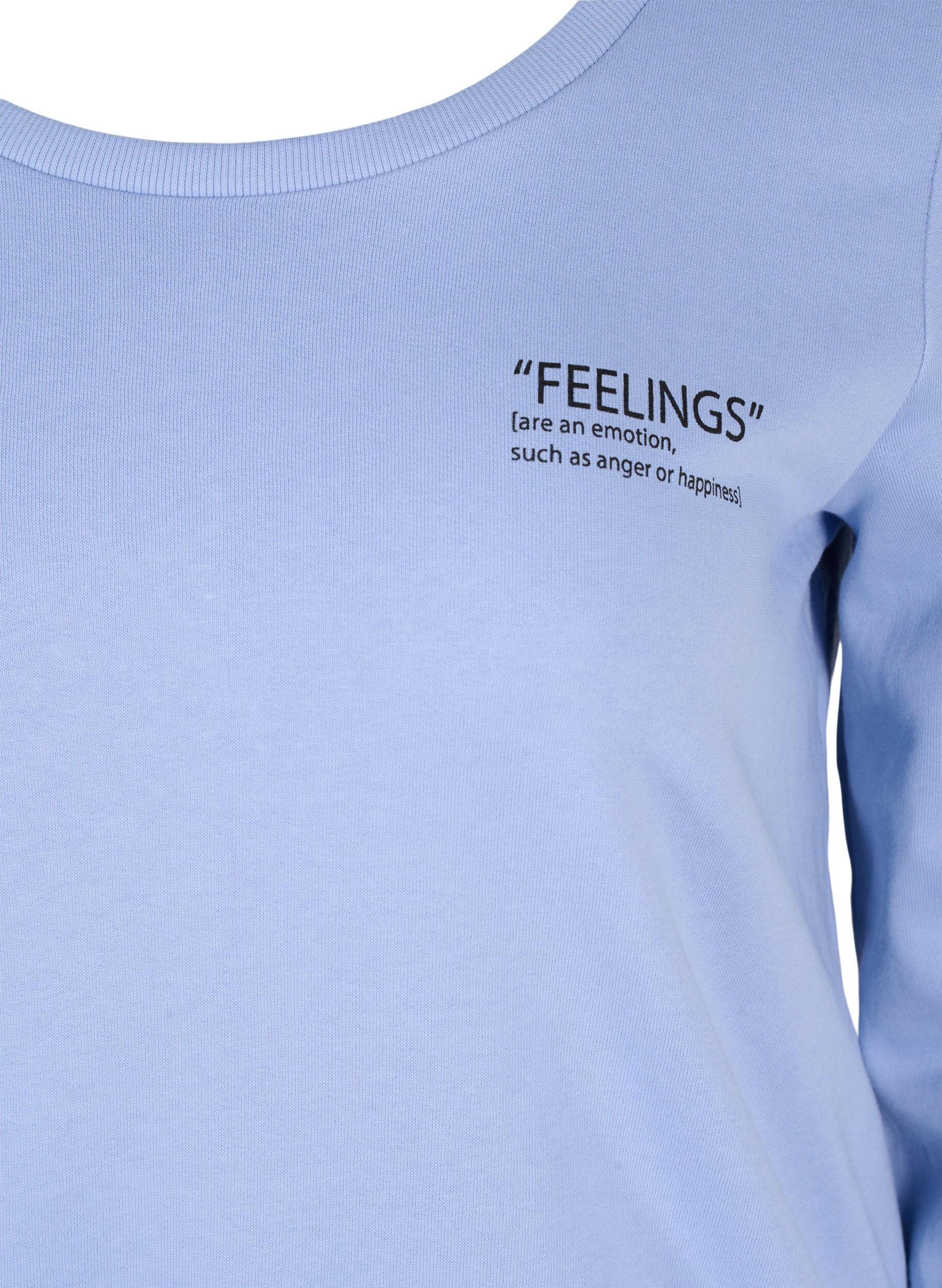 Zizzi Cotton sweatshirt with text print, Blue Heron, Packshot image number 2