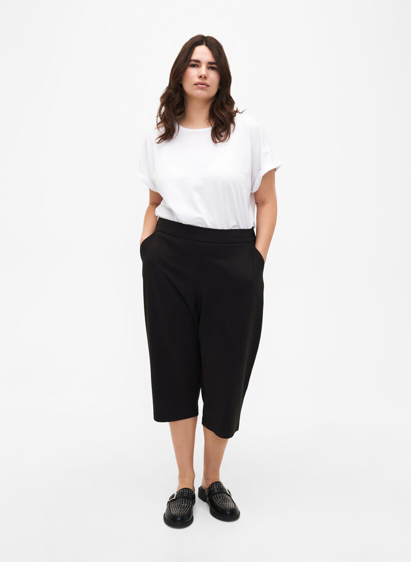 Maddison luzne spodnie 3/4 z kieszeniami, Czarne, Model image number 1