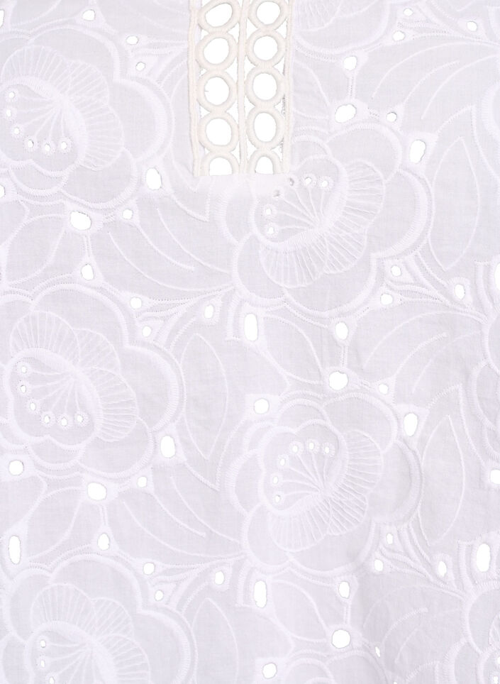 Bluzka bawelniana z dlugim rekawem i haftami broderie anglaise, Biały, Packshot image number 2