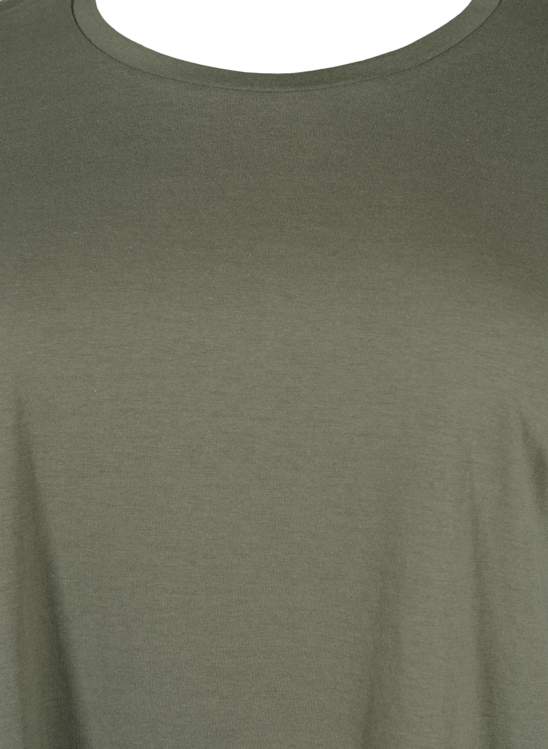 Zizzi T-shirt z kr&oacute;tkim rekawem w mieszance bawelny, Zielony, Packshot image number 2