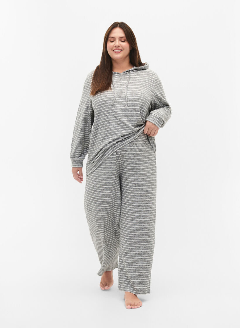 Luzna bluza z kapturem w paski, DGM Stripe, Model image number 3