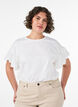 T-shirt z bawelny organicznej z bufiastymi rekawami, Biały, Model image number 0