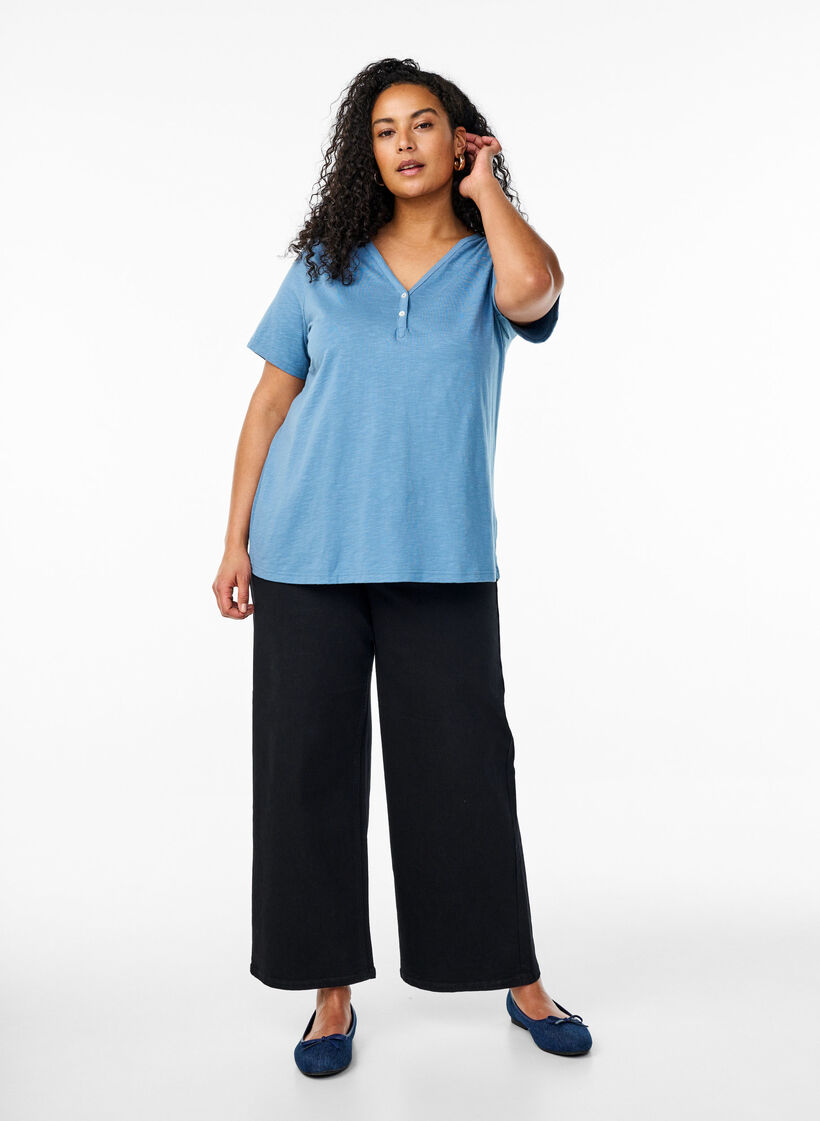 FLASH – T-shirt z guzikami, Niebieskie, Model image number 1