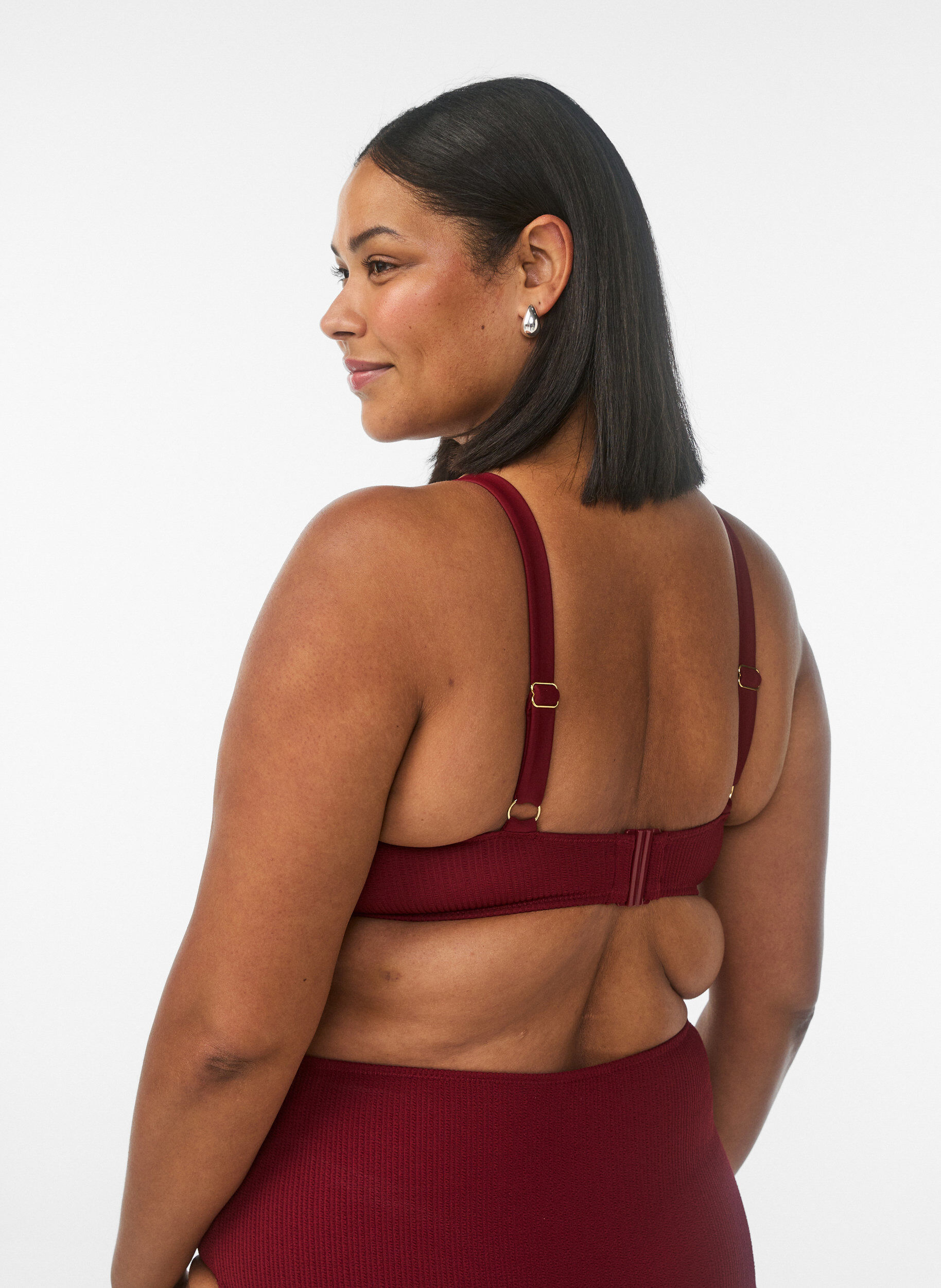 ZizziKoszulka bikini z faktura i zlotym detalem, Czerwony, Model image number 2