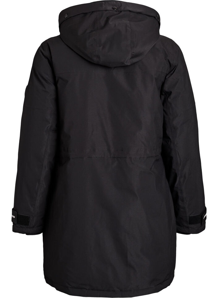 Hydrofobowa parka z kapturem i funkcjonalnymi detalami, Czarne, Packshot image number 1