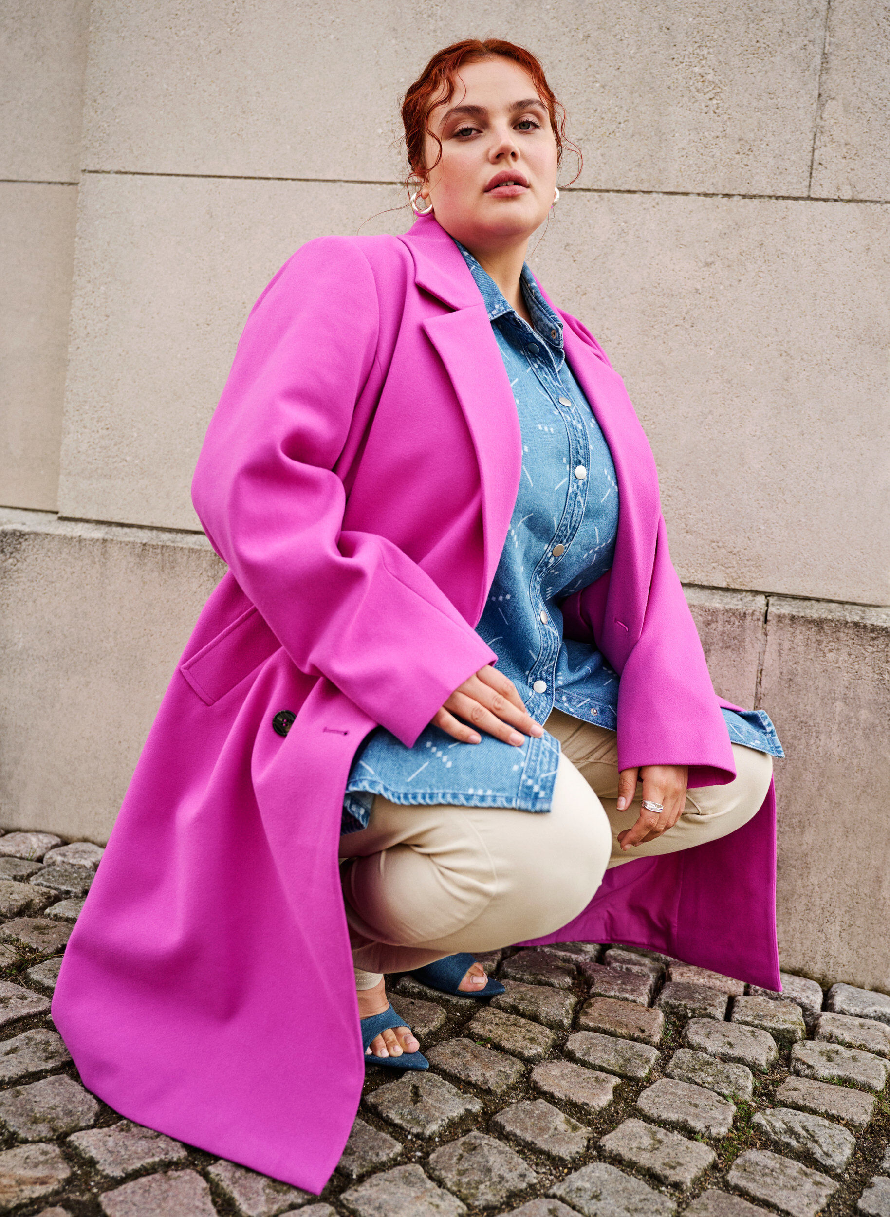 Zizzi Plaszcz z dwurzedowym zapieciem na guziki, Purple Orchid, Image image number 0