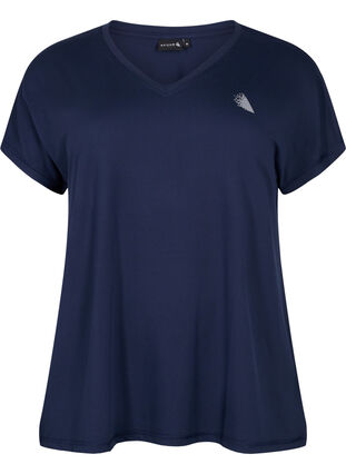 Sportowa koszulka z krótkim rekawem i dekoltem w szpic, Night Sky, Packshot image number 0