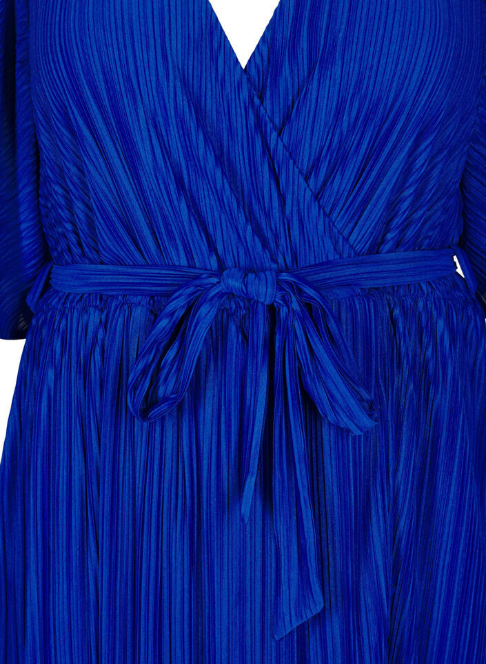 Plisowana sukienka midi z nietoperzowymi rekawami, Niebieskie, Packshot image number 2