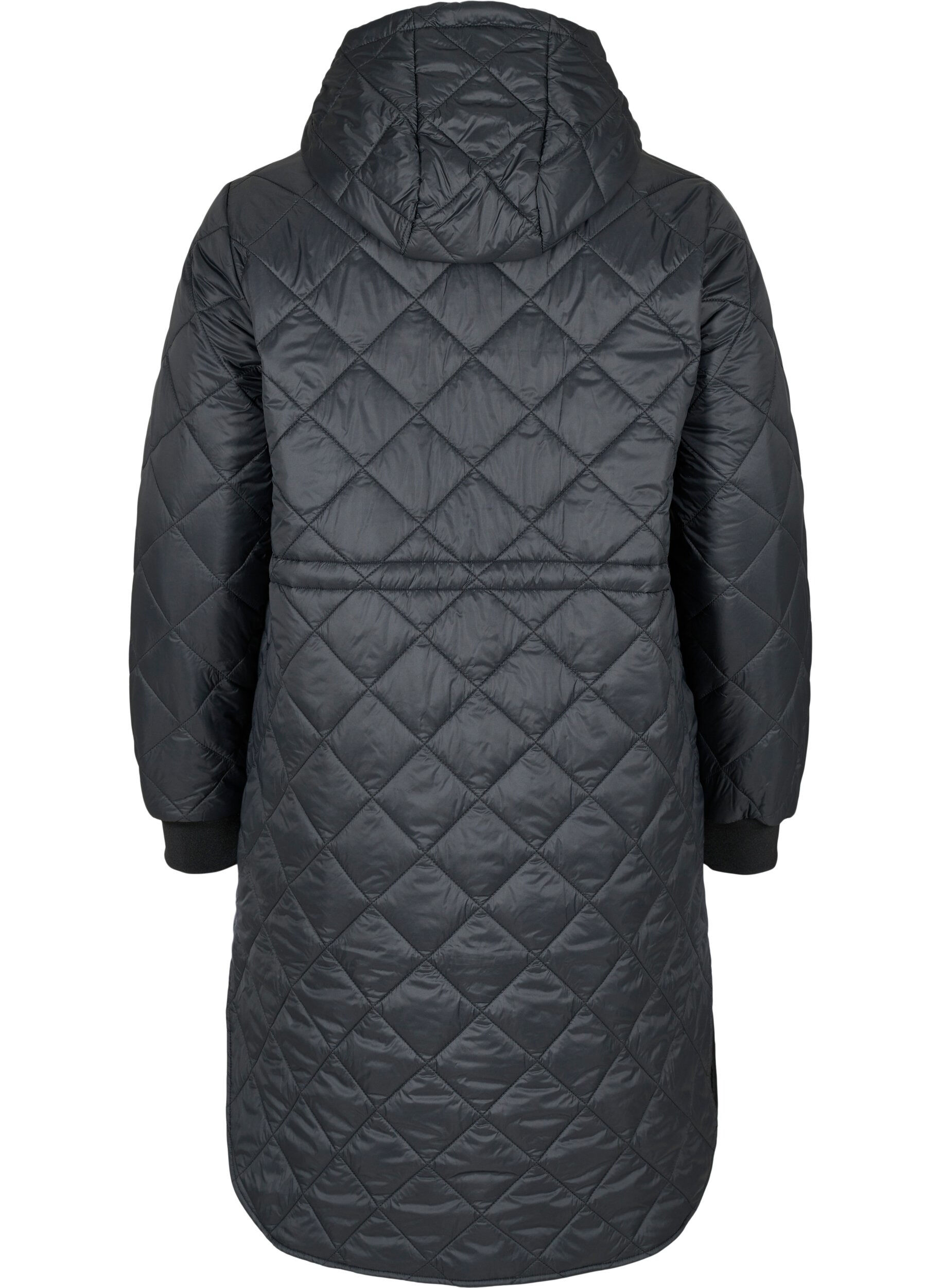 Zizzi Quilted lightweight jacket with hood, Black, Packshot image number 1