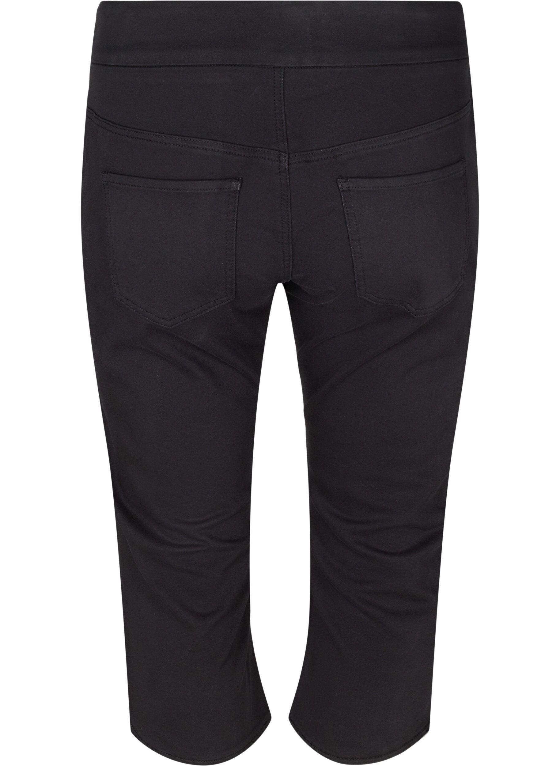 Zizzi Dopasowane spodnie capri z mieszanki bawelny, Black, Packshot image number 1