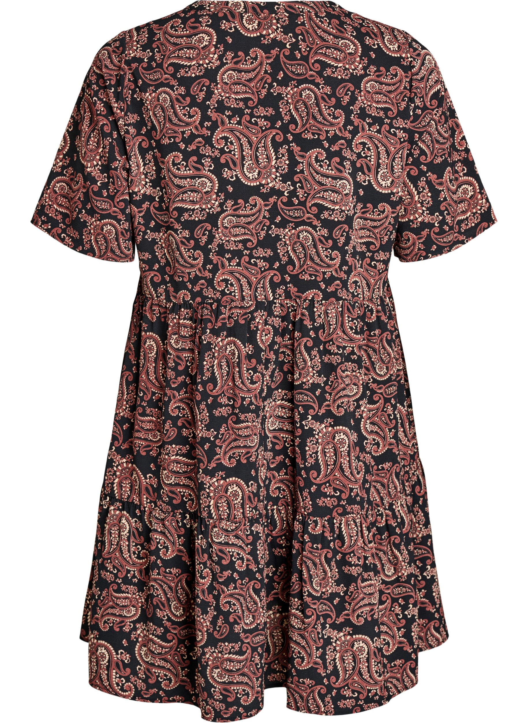 Zizzi Rozszerzana, odcinana sukienka z&nbsp;kr&oacute;tkim rekawem, Czarne, Packshot image number 1