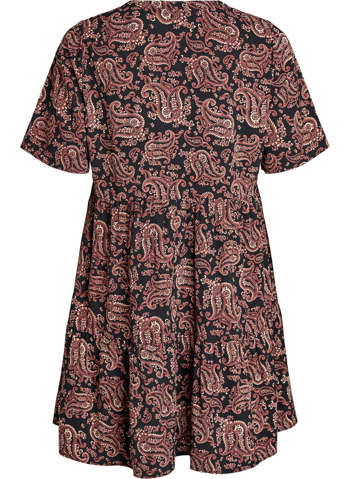 Rozszerzana, odcinana sukienka z&nbsp;kr&oacute;tkim rekawem, Czarne, Packshot image number 1