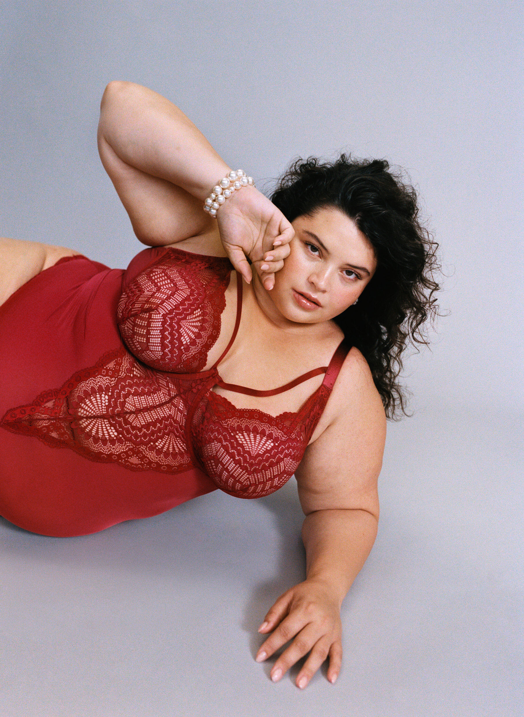 ZizziKoronkowe body z fiszbinami i ozdobnymi paseczkami, Czerwony, Image image number 0