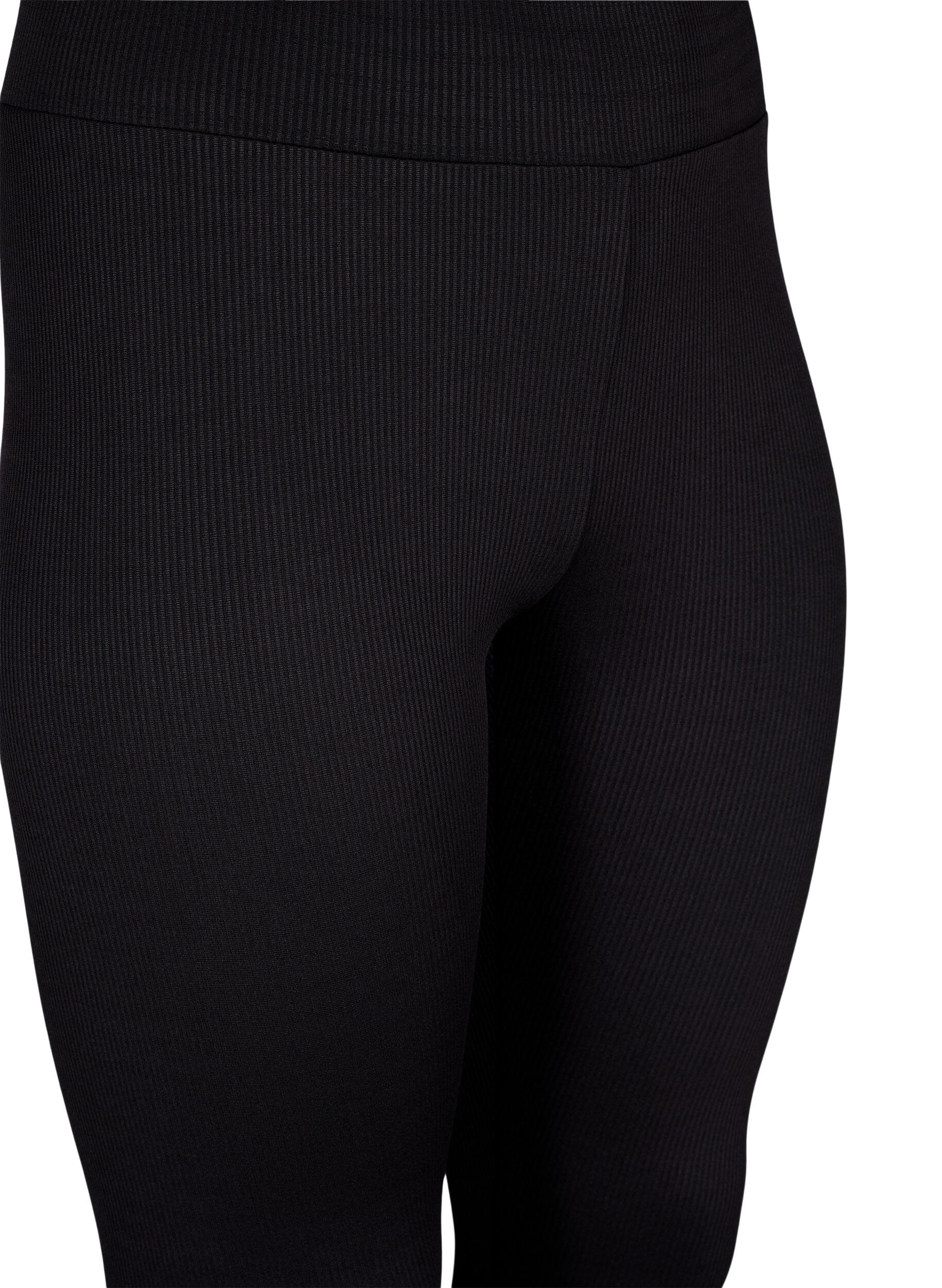 Zizzi Leggings with stretch and ribbed structure, Black, Packshot image number 2