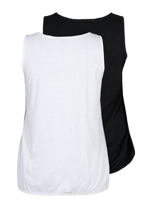 2-pack bawelniany top z koronkowym wykonczeniem, Bright White / Black, Packshot image number 1