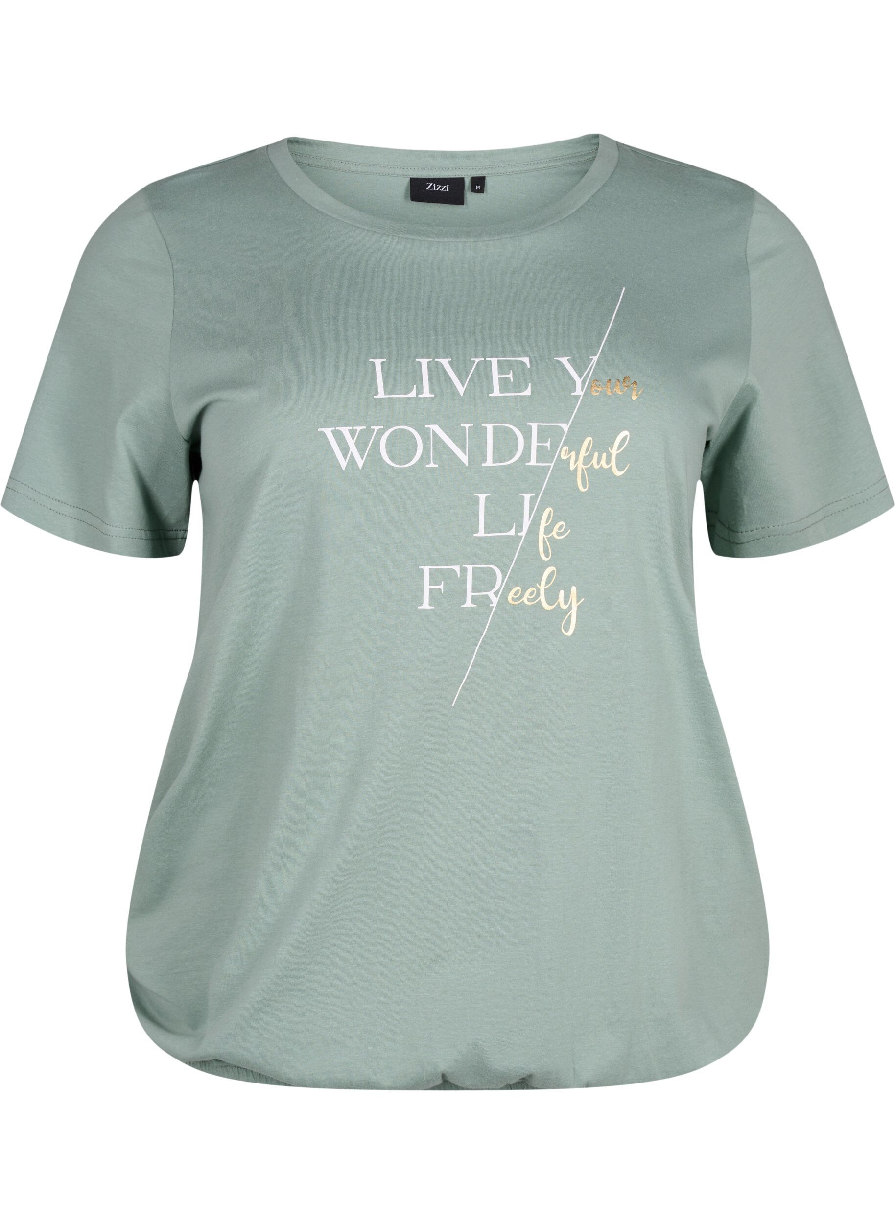 Zizzi Bawelniana koszulka z&nbsp;kr&oacute;tkim rekawem i&nbsp;gumka na dole, Chinois G. W. Live, Packshot image number 0