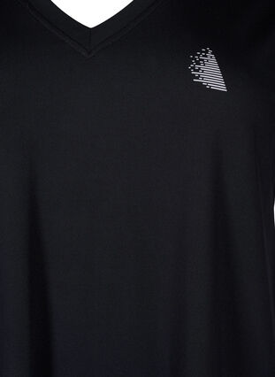 Luzna koszulka treningowa z dekoltem w szpic, Black, Packshot image number 2
