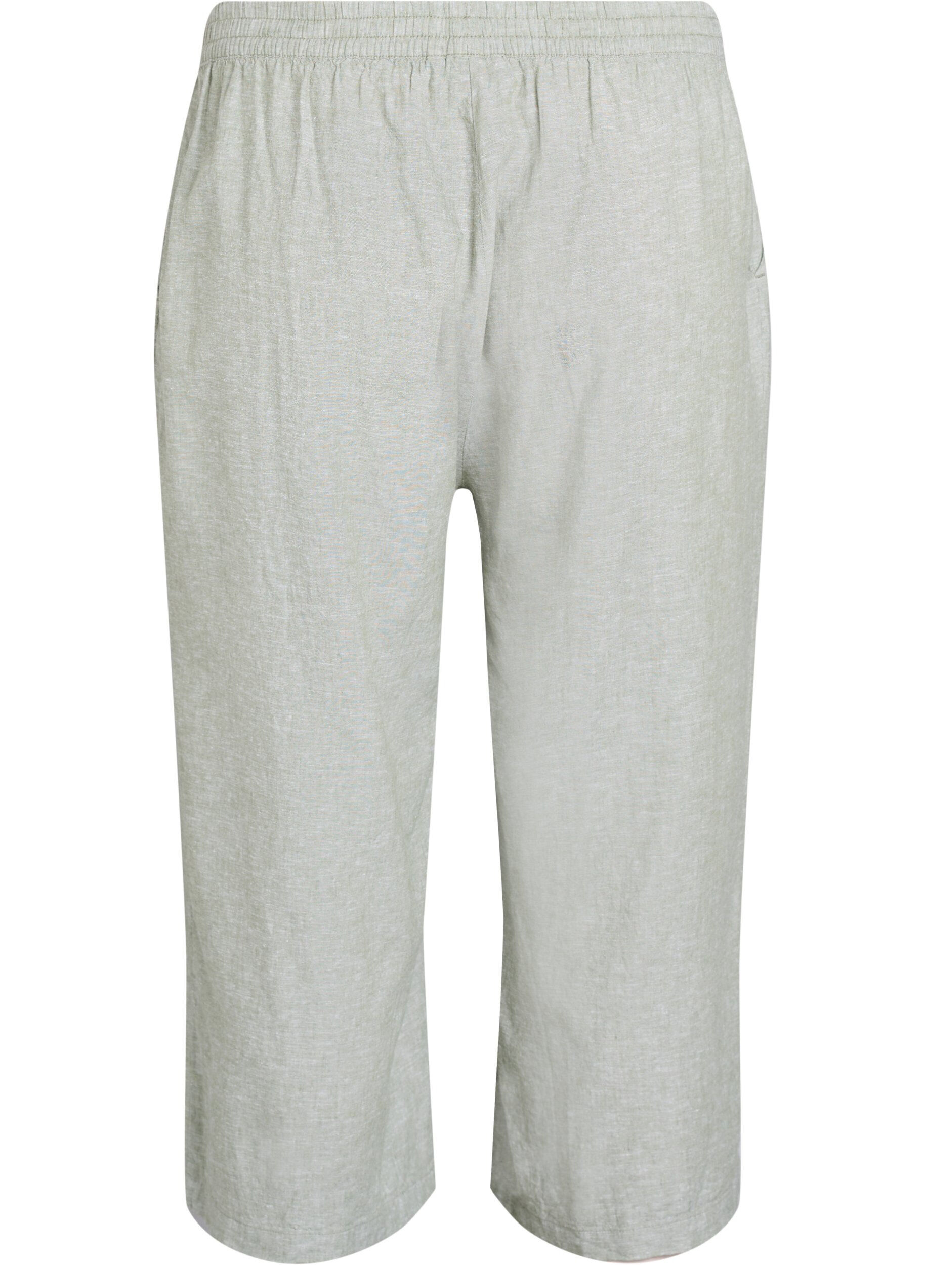 Zizzi Przyciete spodnie z lnu i wiskozy, Zielony, Packshot image number 1