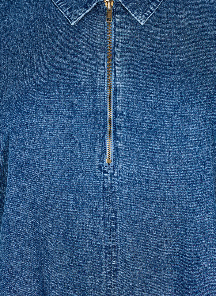 Kr&oacute;tka sukienka jeansowa z zamkiem i rekawami 3/4, Niebieskie, Packshot image number 2