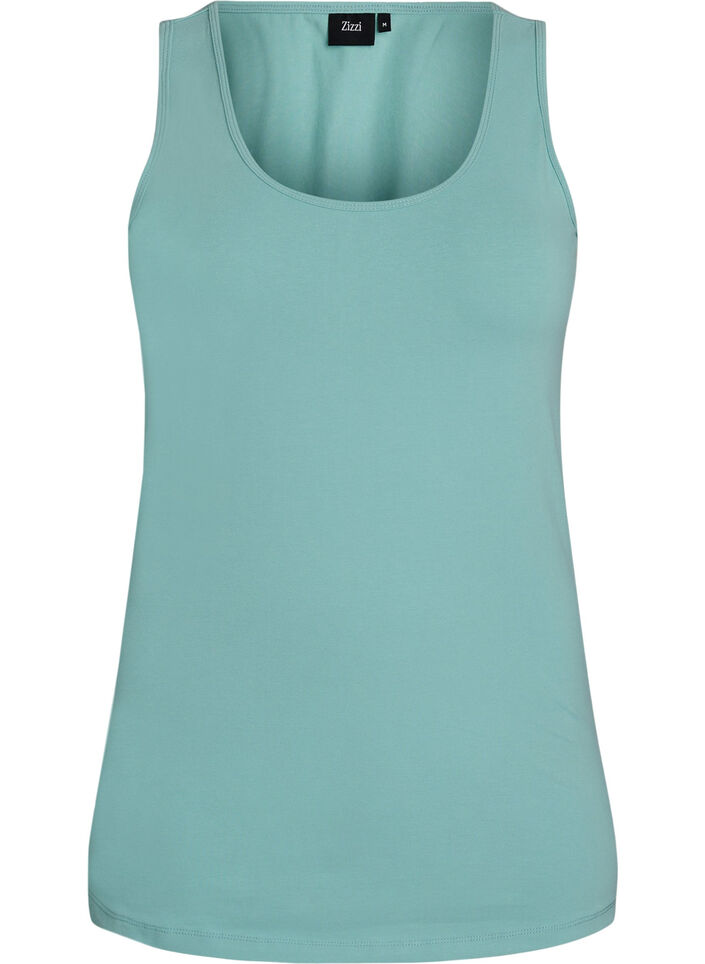 Podstawowy top bawelniany w jednolitym kolorze, Zielony, Packshot image number 0