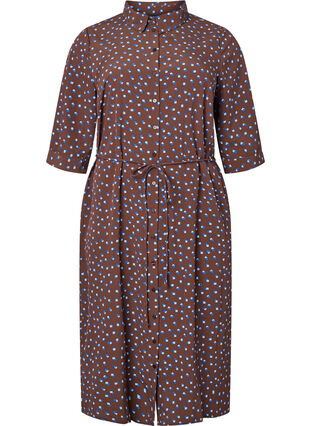 Flash - Koszulowa sukienka w kropki, Chicory Coffee AOP, Packshot image number 0