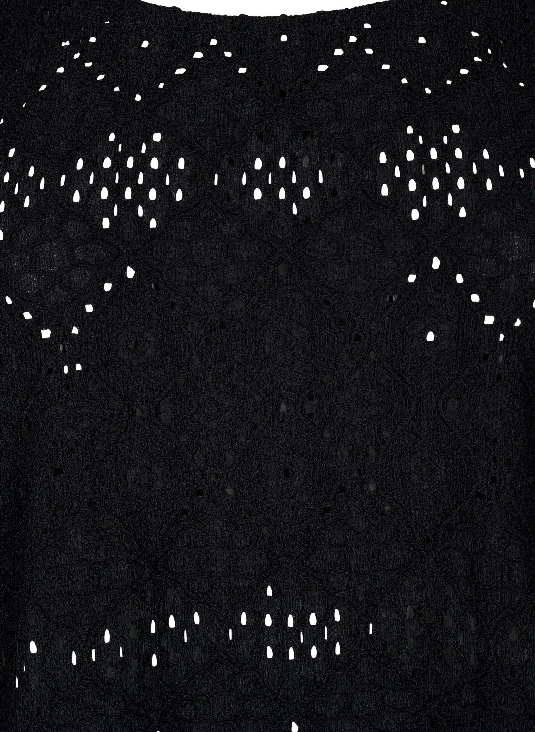 Zizzi Bluzka z kr&oacute;tkim rekawem i koronkowym wzorem, Black, Packshot image number 2