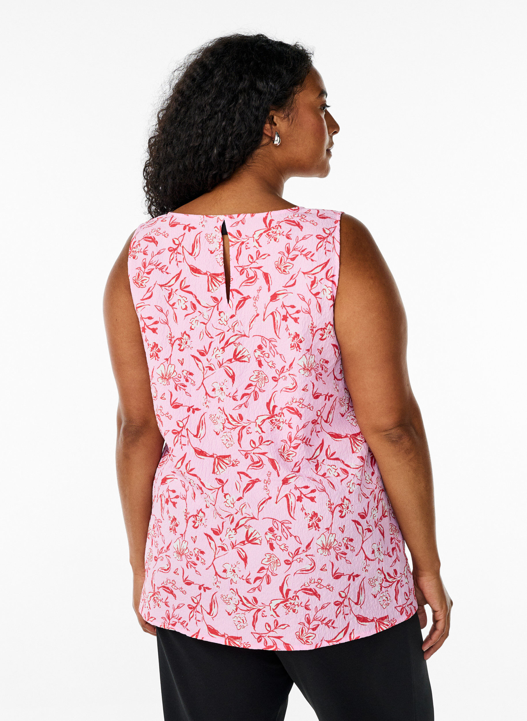 Zizzi FLASH - Top bez rekaw&oacute;w z tekstura, R&oacute;żowy, Model image number 2