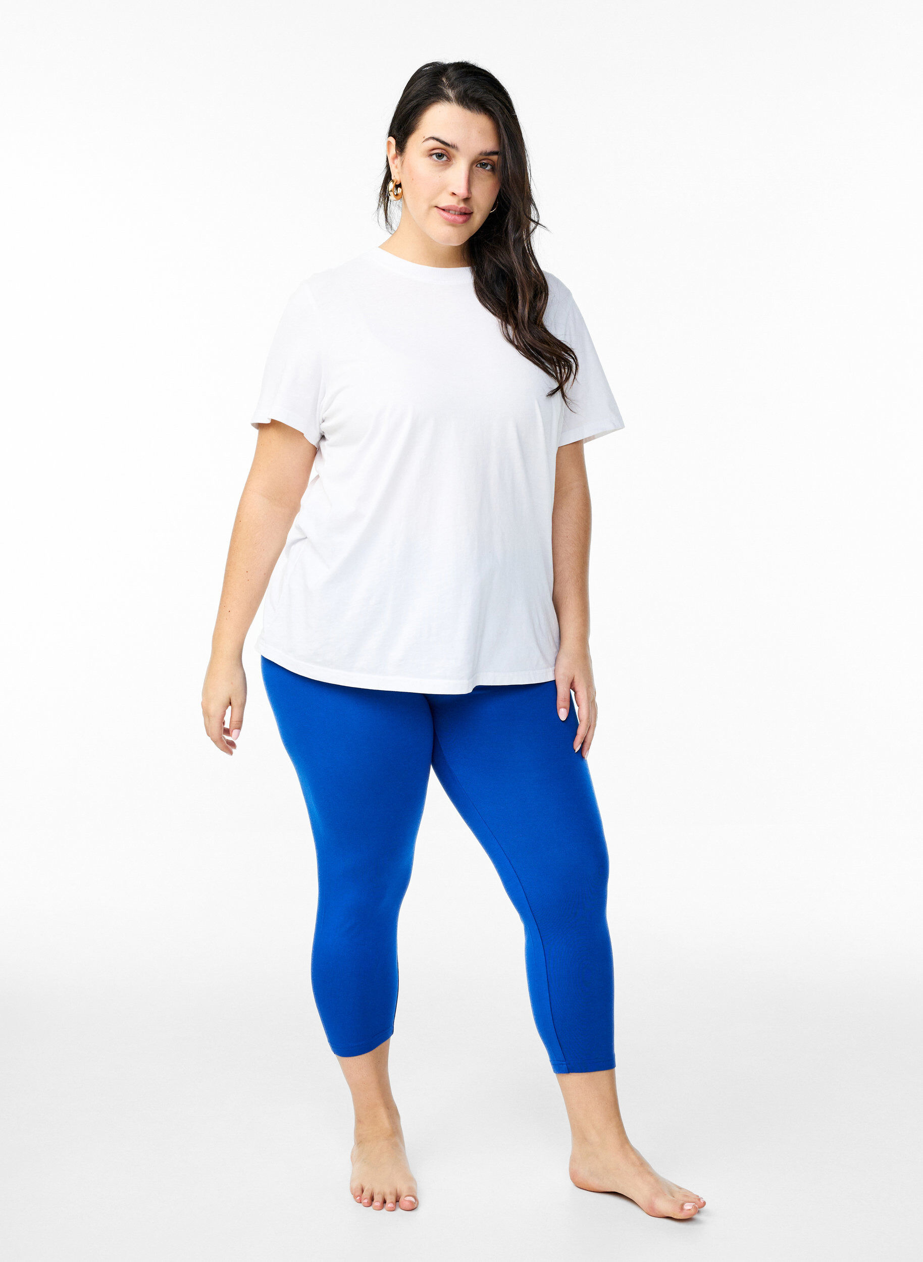 Zizzi3/4-length wiskozowe legginsy w stylu basic, Niebieskie, Model image number 1