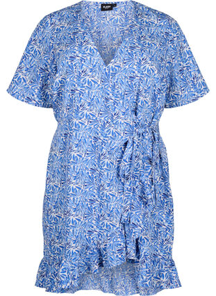Flash - Kopertowa sukienka z krótkim rekawem, White Blue AOP, Packshot image number 0