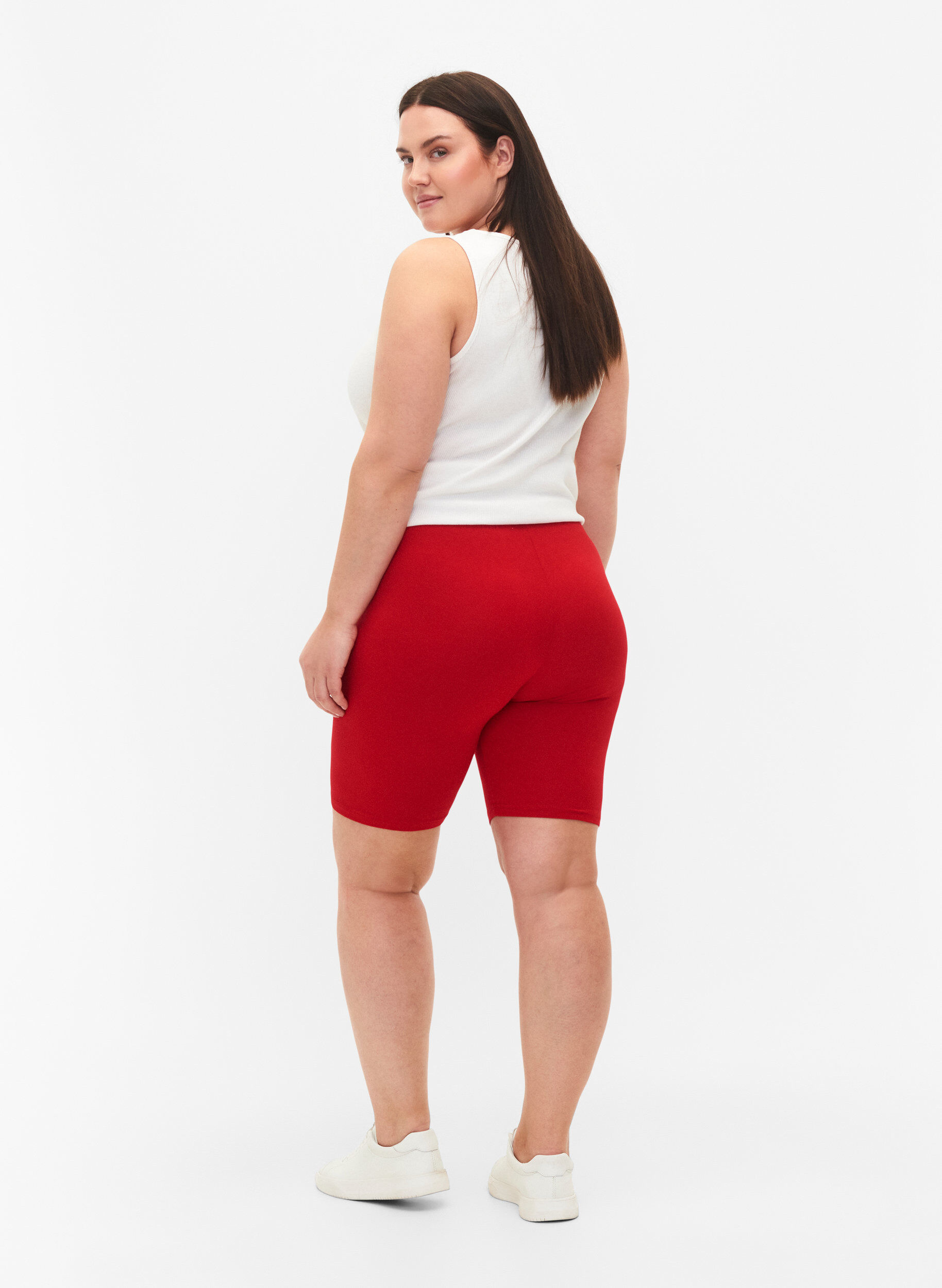 ZizziJednokolorowe szorty rowerowe typu basic, Czerwony, Model image number 2