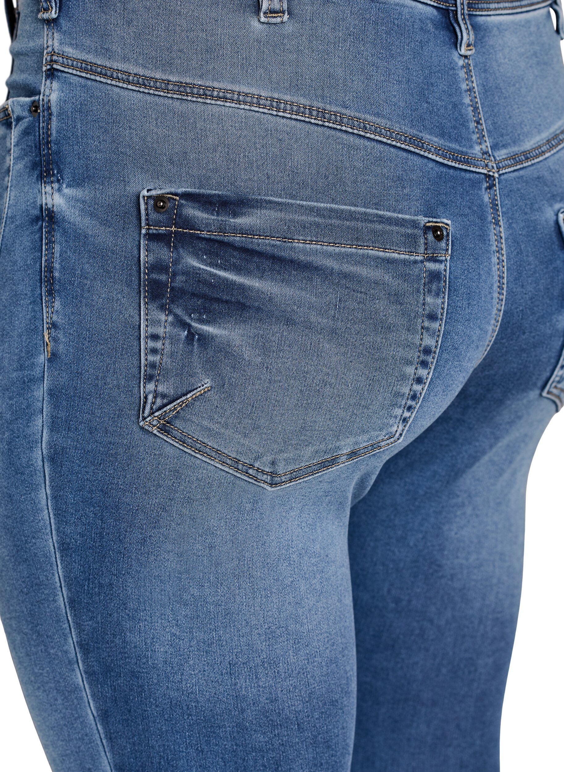 ZizziSkr&oacute;cone jeansy Amy z ozdobnym zamkiem blyskawicznym, Niebieskie, Packshot image number 3