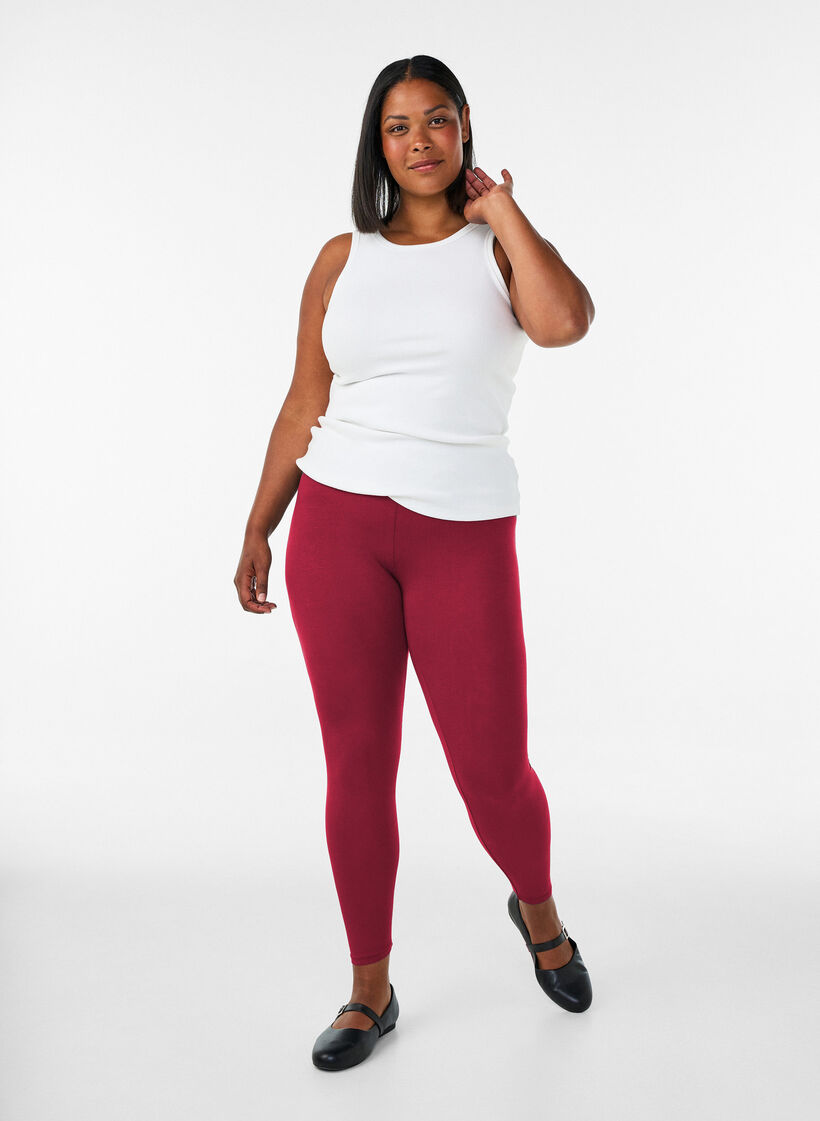 Legginsy z wiskozy w stylu basic, Czerwony, Model image number 1