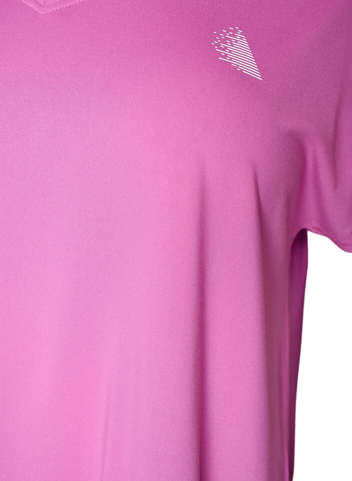 Sportowa koszulka z kr&oacute;tkim rekawem i dekoltem w ksztalcie litery V, Fioletowy, Packshot image number 2