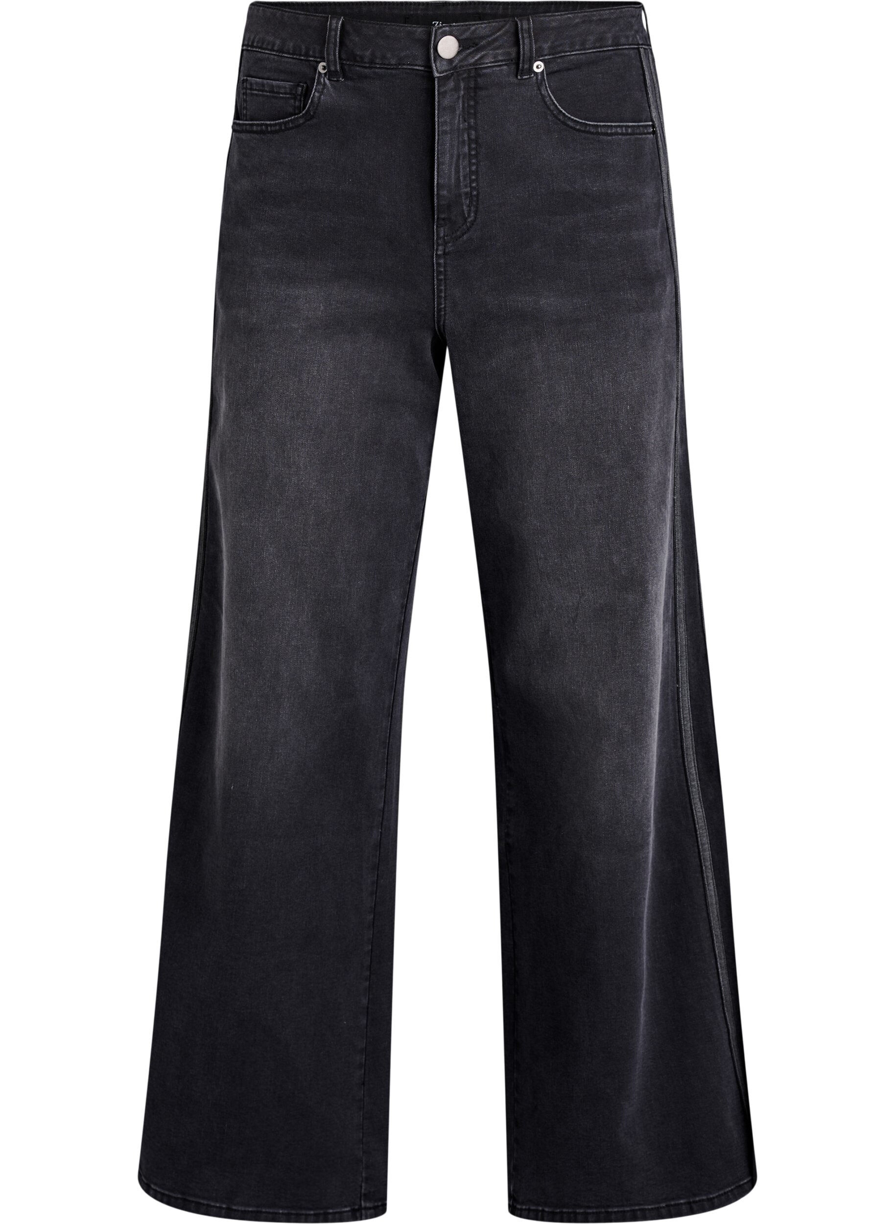 ZizziJeansy o szerokim kroju z pionowymi elementami z denimu, Ciemnoszary, Packshot image number 0