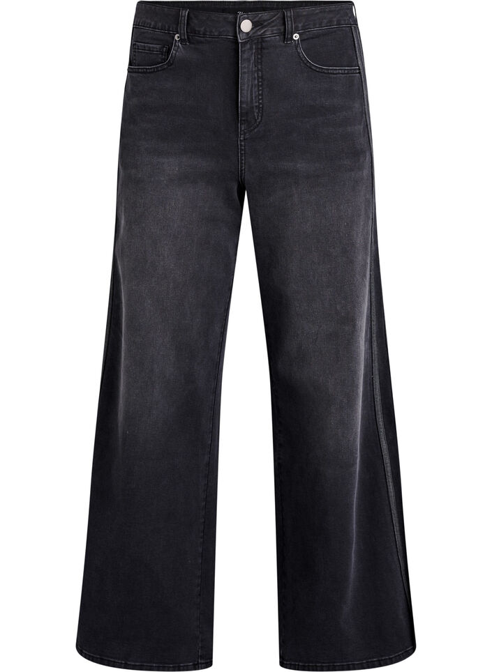 Jeansy o szerokim kroju z pionowymi elementami z denimu, Ciemnoszary, Packshot image number 0