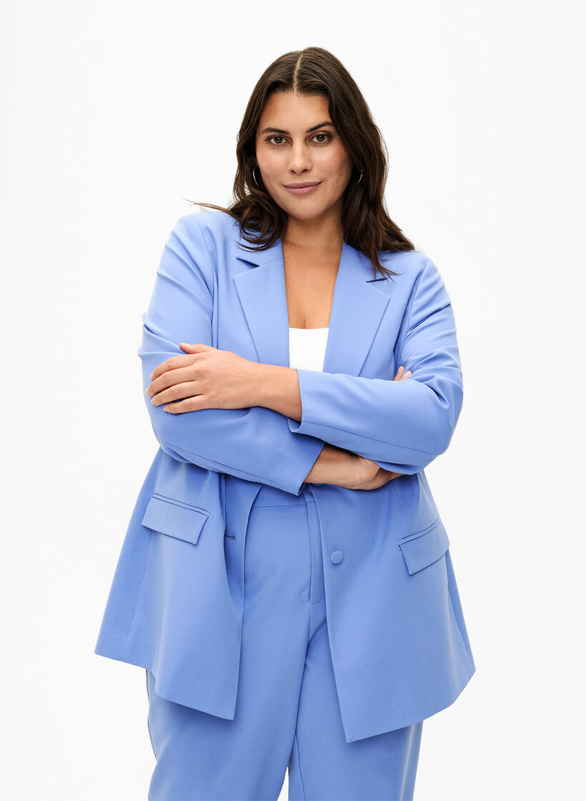 Klasyczny blezer zapinany na guziki, Wedgewood, Model image number 0