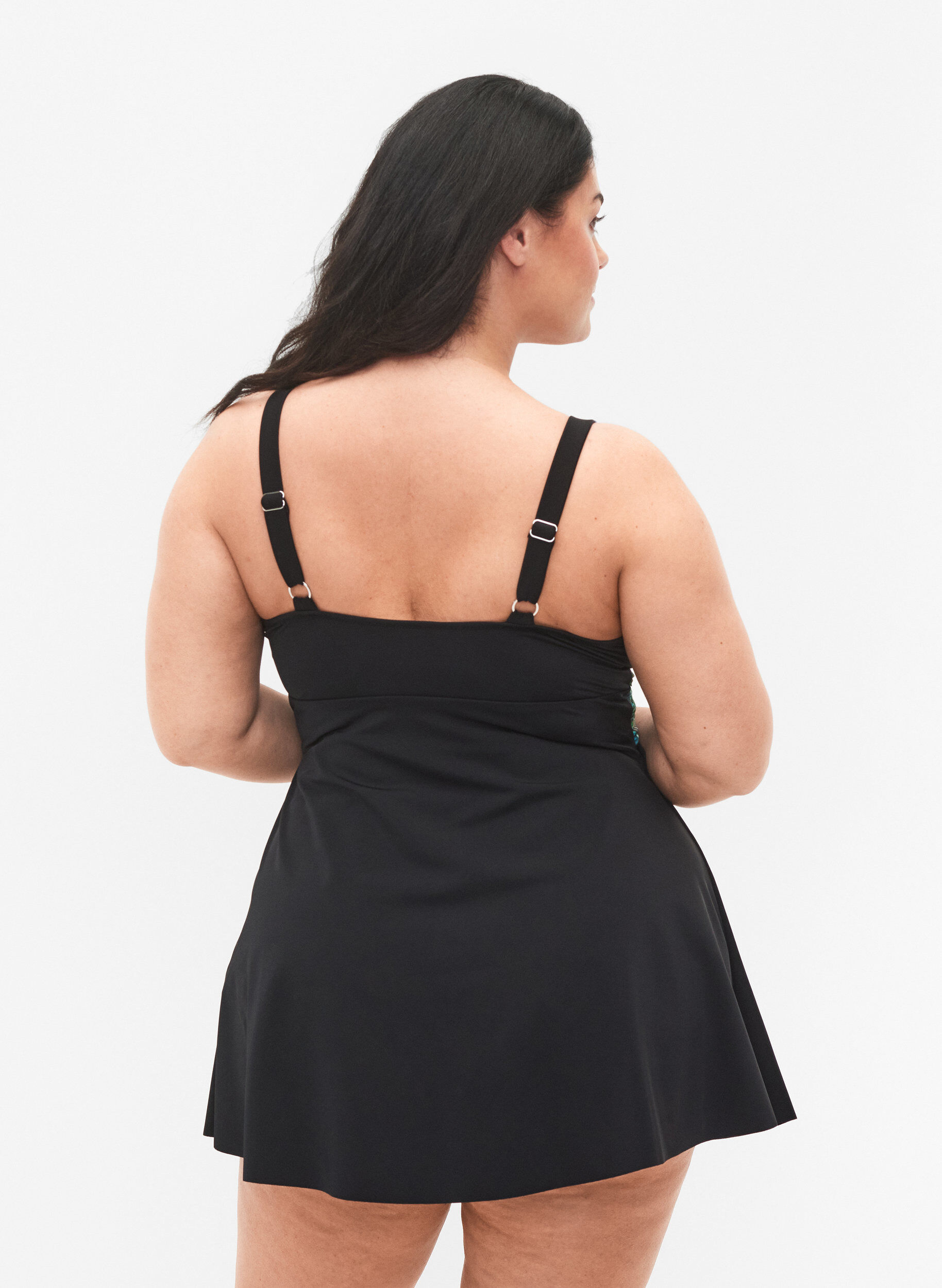 Zizzi Str&oacute;j kapielowy z luzna sp&oacute;dnica, Black Blue Leaf, Model image number 1