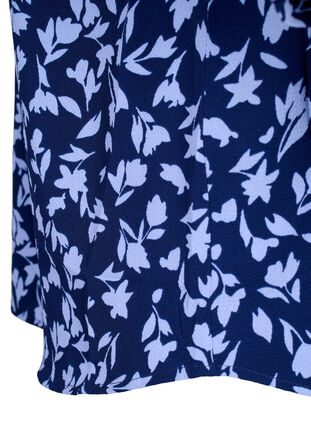 Bluzka w kwiaty z rekawami 3/4, M. Blue Flower AOP, Packshot image number 3