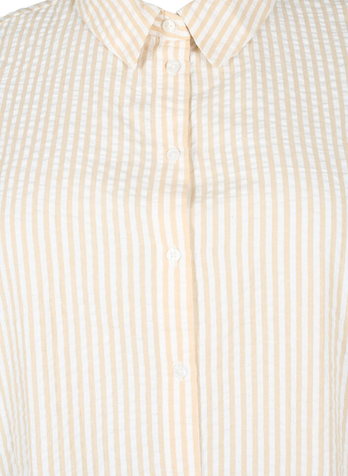 Dluga bawelniana koszula w paski, White/Natrual Stripe, Packshot image number 2